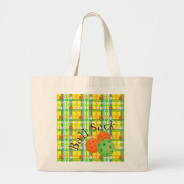 Pickleball Ball Sack - Geel, Oranje, groen geplakt Grote Tote Bag