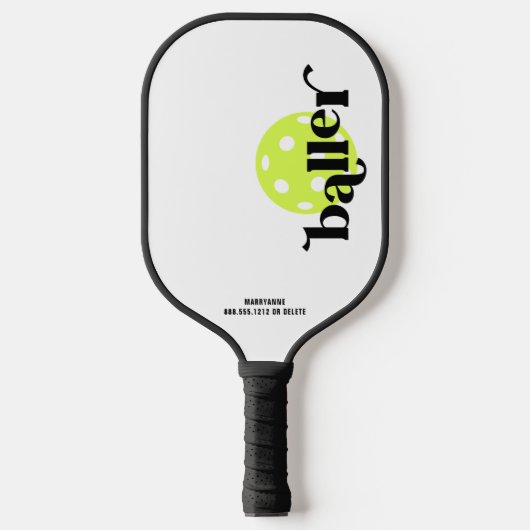 Pickleball Baller - Gepersonaliseerde naam Paddle (Voorkant)