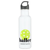 Pickleball Baller Persoonlijk Waterfles (Voorkant)