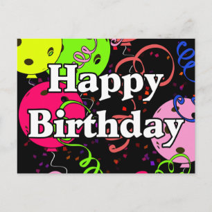 Pickleball Ballonnen Confetti Gelukkige Verjaardag Briefkaart