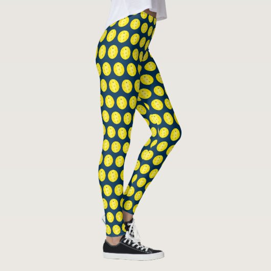 Pickleball Balls Geel Blauw Patroon Leggings (Rechts)