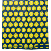 Pickleball Balls Geel en Blauw Patterned Douchegordijn (Voorkant)