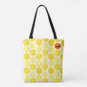 Pickleball Balls, Gele Pickleballen op White Tote Bag (Achterkant)