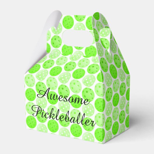 Pickleball Balls - Green Pickleball Balls op White Bedankdoosjes (Voorkant Zijde)