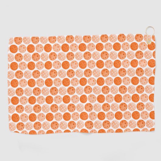 Pickleball Balls, Oranje Pickleball Balls, wit Golfhanddoek (Horizontaal)
