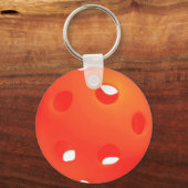 Pickleball Balls, Oranje Pickleball Balls, wit Sleutelhanger (Voorkant)
