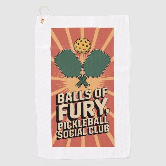 Pickleball Balls van Fury Social Club Golfhanddoek (Voorkant)