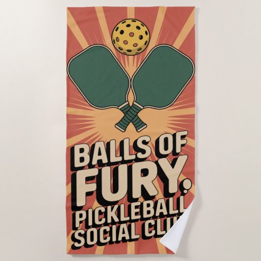 Pickleball Balls van Fury Social Club Strandlaken (Voorkant)