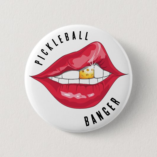 Pickleball Banger Red Lips Button (Voorkant)