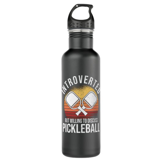 Pickleball Bat Retro Sunset Player Hobby Waterfles (Voorkant)