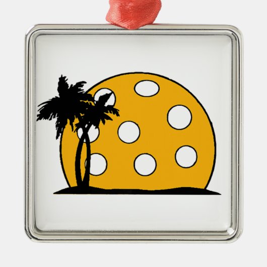 Pickleball Beach Sunset Metalen Ornament (Voorkant)