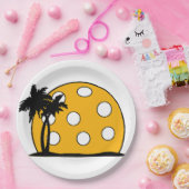 Pickleball Beach Sunset Papieren Bordje (Feest)