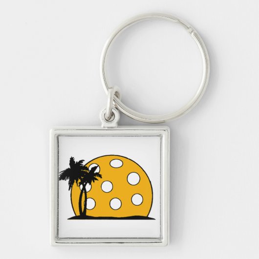 Pickleball Beach Sunset Sleutelhanger (Voorkant)