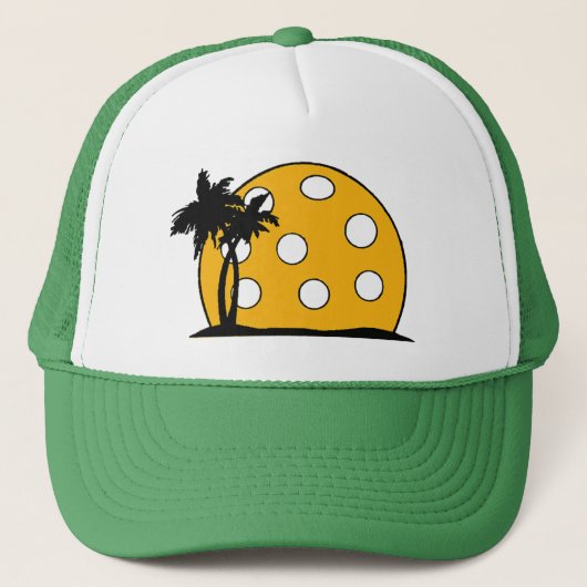Pickleball Beach Sunset Trucker Pet (Voorkant)