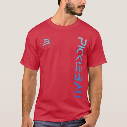 Pickleball Bedrukte Blauwe Gradiënt Casual Ontwerp T-shirt (Voorkant)