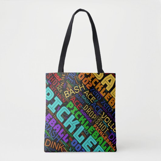 pickleball-belettering tote bag (Voorkant)