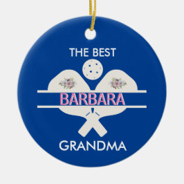 Pickleball Best Grandma Custom First Name Keramisch Ornament