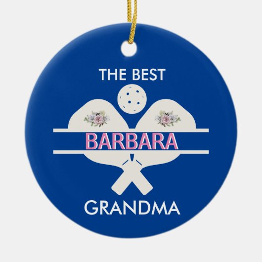 Pickleball Best Grandma Custom First Name Keramisch Ornament (Voorkant)