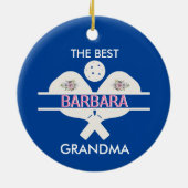 Pickleball Best Grandma Custom First Name Keramisch Ornament (Achterkant)