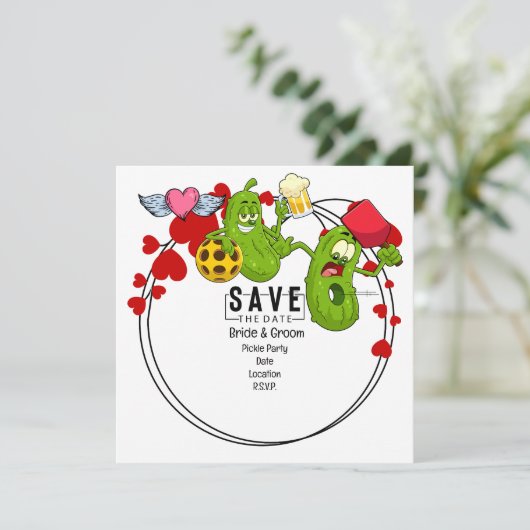 Pickleball Bewaar de datum Bruiloft Grappige uitno Save The Date (Staand voorkant)