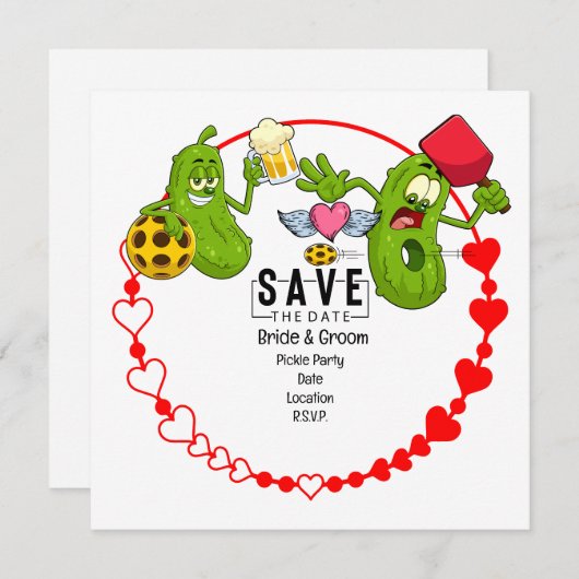 Pickleball Bewaar de datum Trouw Funny uitnodiging (Voorkant / Achterkant)