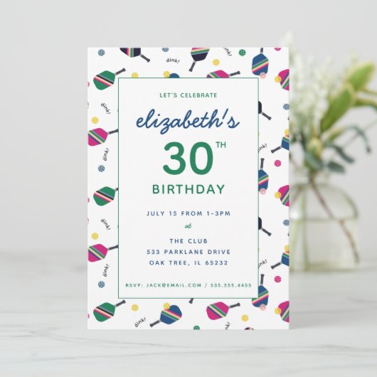 Pickleball Birthday Blue Green Custom Kaart (Staand voorkant)