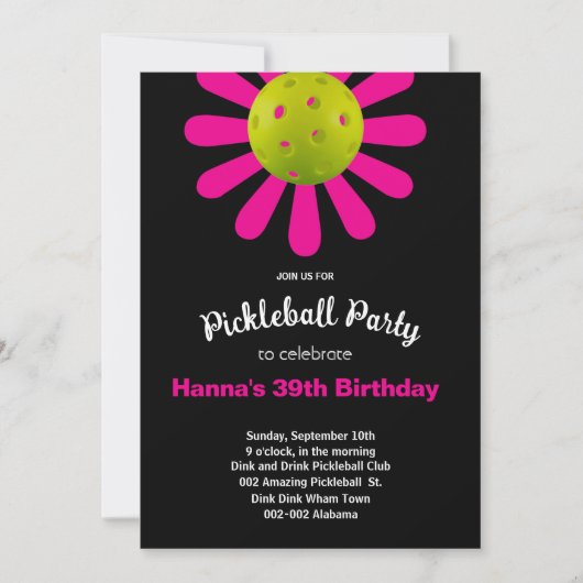 Pickleball Birthday Cute-uitnodiging + RSVP Kaart (Voorkant)
