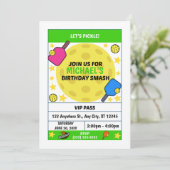Pickleball Birthday Party Invitation Kaart (Staand voorkant)