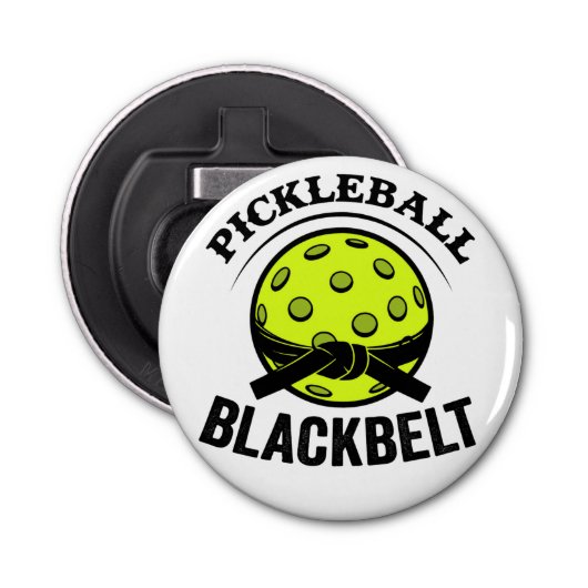 Pickleball Blackbelt - Grappige Pickleball Meester Button Flesopener (Voorkant)