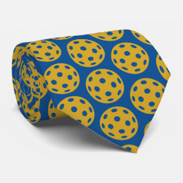 Pickleball Blauw en Geel Patroon  Stropdas