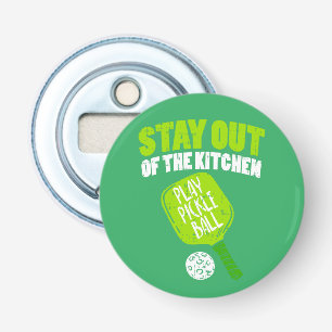 Pickleball - Blijf uit de keuken Button Flesopener