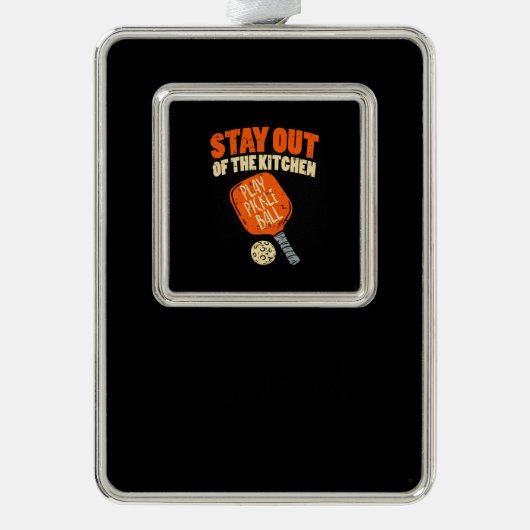 Pickleball - Blijf uit de keuken Verzilverd Omlijst Ornament (Voorkant)