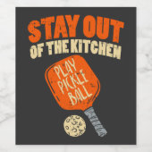 Pickleball - Blijf uit de keuken Wijn Etiket (Enkel label)