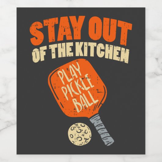 Pickleball - Blijf uit de keuken Wijn Etiket (Enkel label)