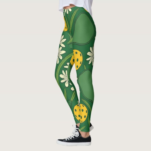 Pickleball bloembollen Leggings met gestileerde ba (Links)