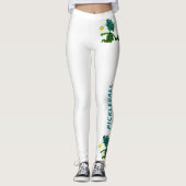 Pickleball Blue Green over witte Leggings (Voorkant)