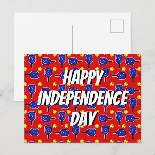 Pickleball Blue Paddles Yellow Balls 4 juli Briefkaart (Voorkant / Achterkant)