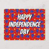 Pickleball Blue Paddles Yellow Balls 4 juli Briefkaart (Voorkant)