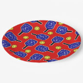 Pickleball Blue Paddles Yellow Balls 4 juli Papieren Bordje (Gekanteld)