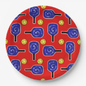 Pickleball Blue Paddles Yellow Balls 4 juli Papieren Bordje (Voorkant)