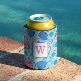 Pickleball Blue Preppy Monogram Blikjeskoeler