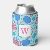 Pickleball Blue Preppy Monogram Blikjeskoeler (Blikje Voorkant)