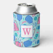 Pickleball Blue Preppy Monogram Blikjeskoeler (Blikje Achterkant)