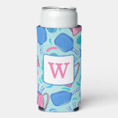 Pickleball Blue Preppy Monogram Seltzer Blikjeskoeler (Seltzer Voorkant)