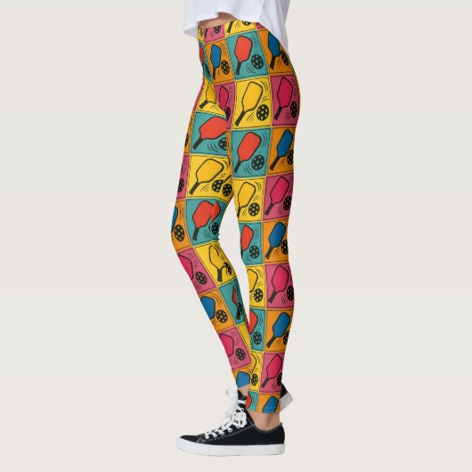 Pickleball Bold Andy Warhol Style Pattern Leggings (Links)