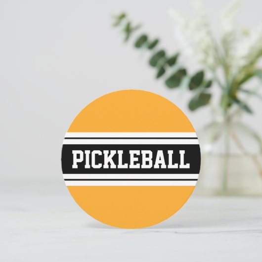 PICKLEBALL Bold Geel Zwart Wit Racing Stripes Kaart (Staand voorkant)