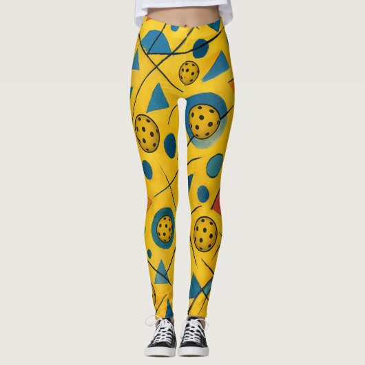 Pickleball Bold Wassily Kandinsky Style Pattern Leggings (Voorkant)
