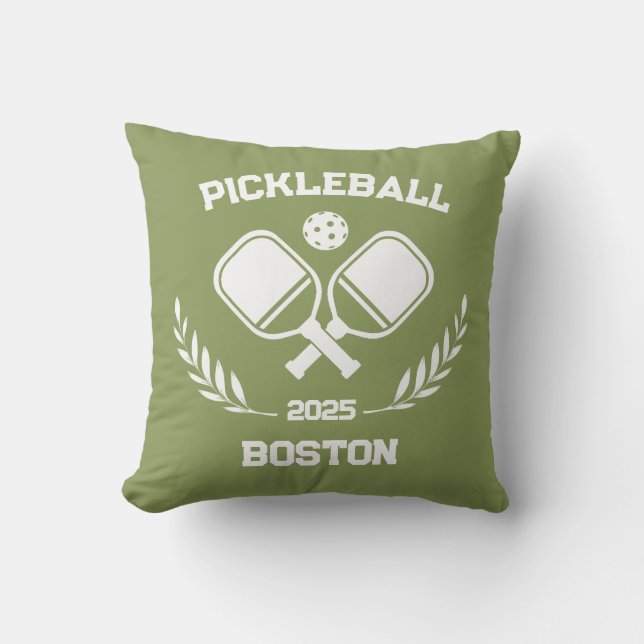 Pickleball Boston 2025 Custom Sage Green Kussen (Voorkant)