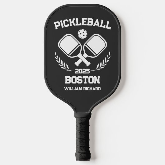 Pickleball Boston 2025 Zwart-wit Custom Pickleball Paddle (Voorkant)