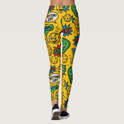 Pickleball Bottoms Up! Smiley Ball Court Leggings (Achterkant)